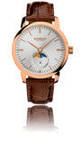 KOMPASS GRAND MOON PHASE SILVER DIAL BROWN STRAP