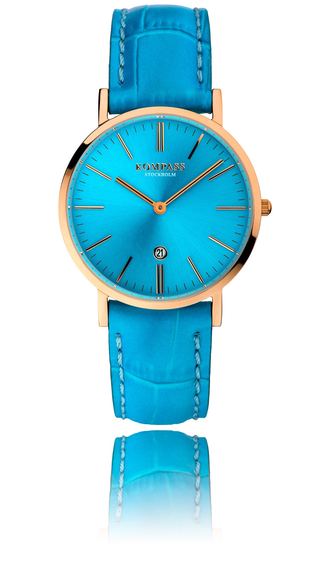 Kompass nautilus rose gold blue dial blue strap outlet