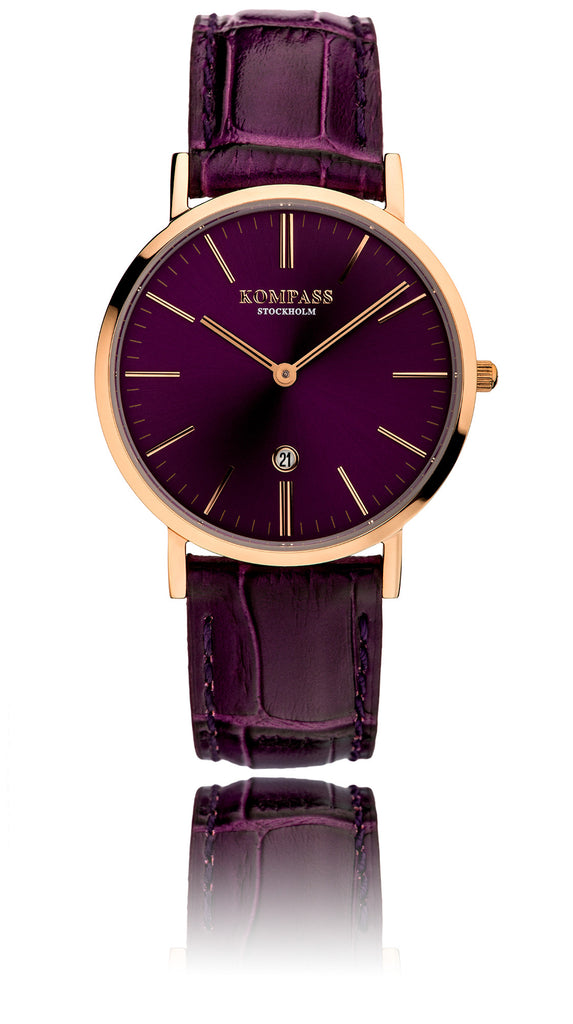 KOMPASS NAUTILUS LADIES ROSE GOLD PURPLE DIAL PURPLE STRAP