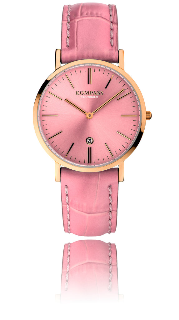 KOMPASS NAUTILUS LADIES ROSE GOLD PINK DIAL PINK STRAP