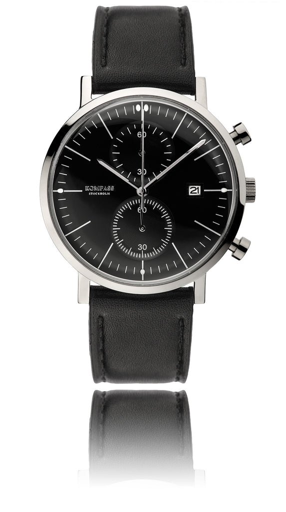 KOMPASS SUPER DOME BLACK DIAL BLACK STRAP