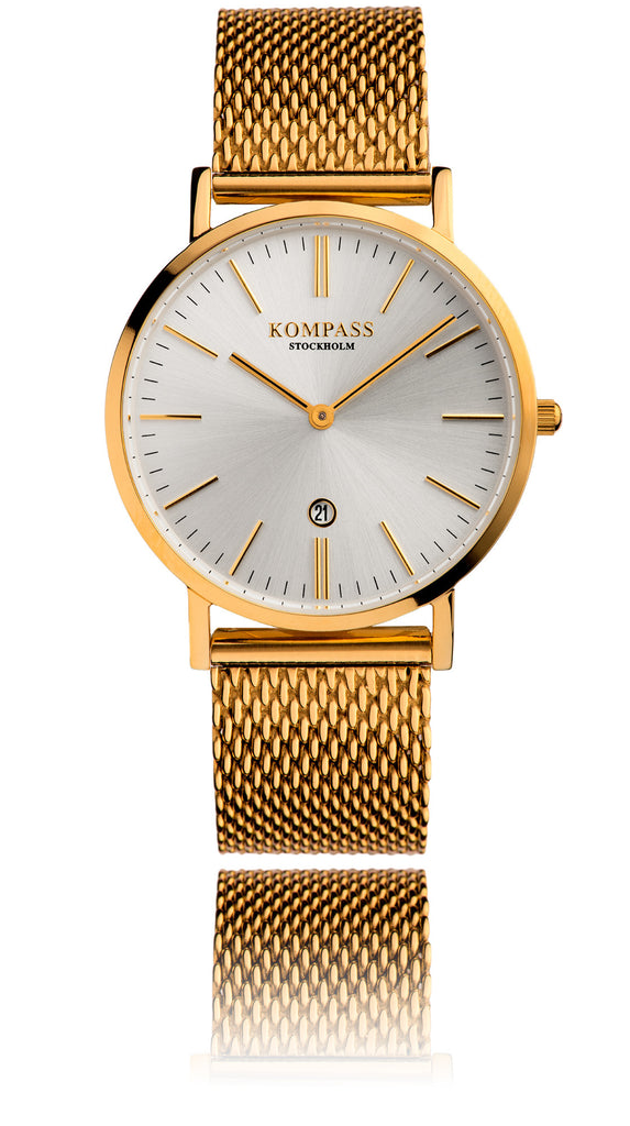 KOMPASS NAUTILUS LADIES MESH STRAP GOLD