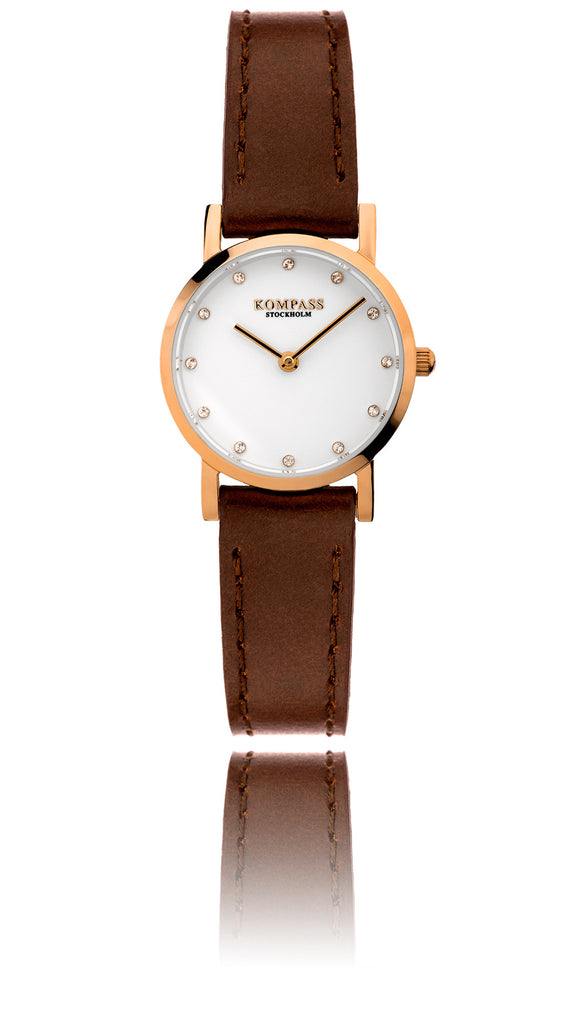 KOMPASS NAUTILUS PETITE ROSE GOLD BROWN STRAP