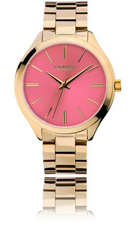 KOMPASS COSMOPOLITAN GOLD PINK DIAL