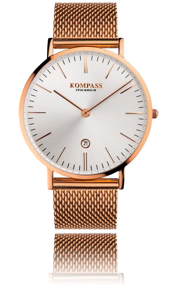 KOMPASS NAUTILUS MESH STRAP ROSE GOLD