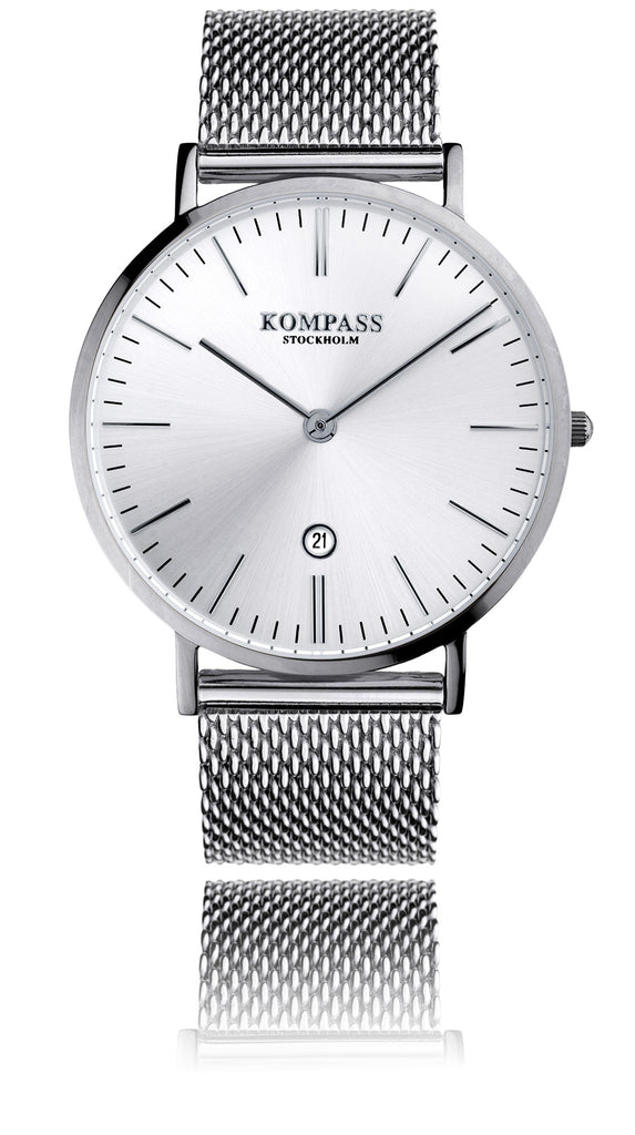 KOMPASS NAUTILUS MESH STRAP SILVER