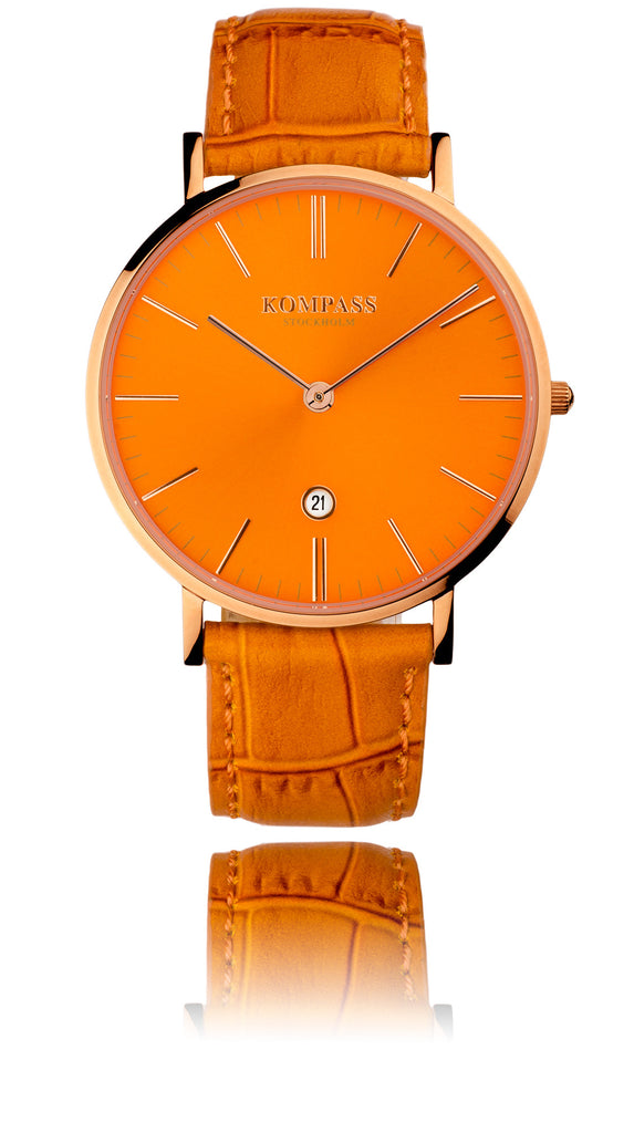 KOMPASS NAUTILUS ROSE GOLD ORANGE DIAL ORANGE STRAP