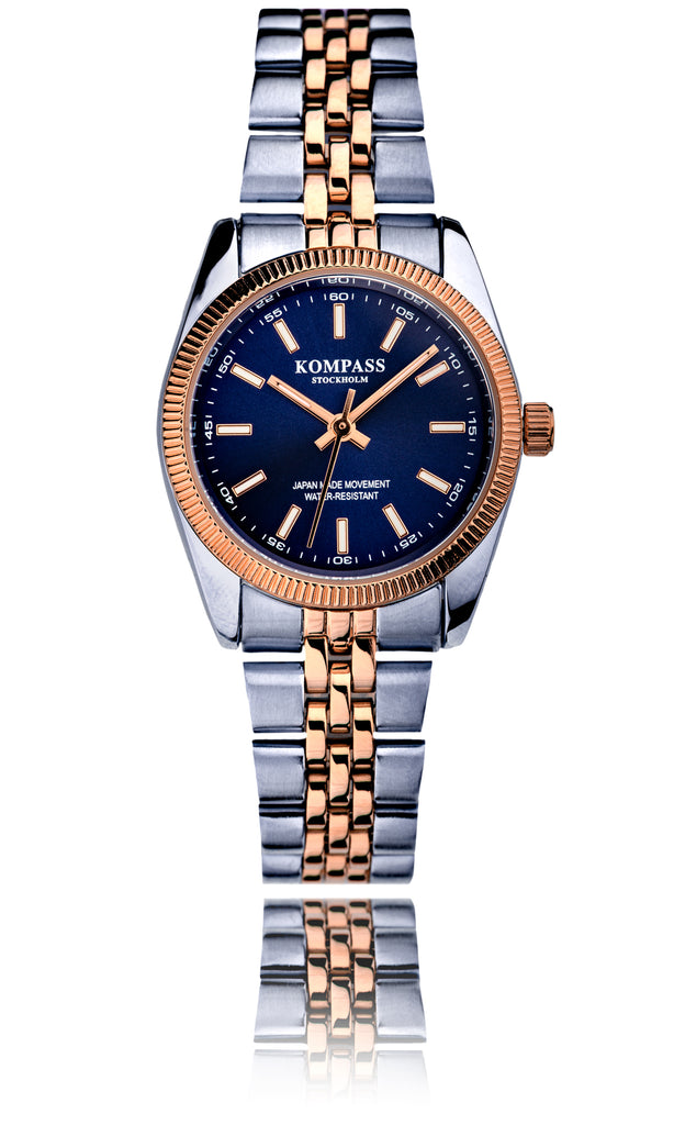 Kompass Santorini Ladies Silver Rose Gold Blue